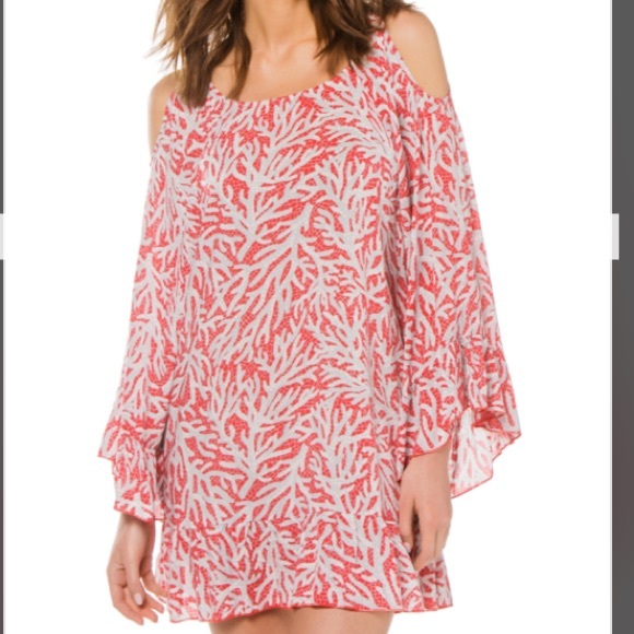 NWT MICHAEL Michael Kors “Sea Coral” Swim Cover-Up Tunic Dress - Picture 1 of 9